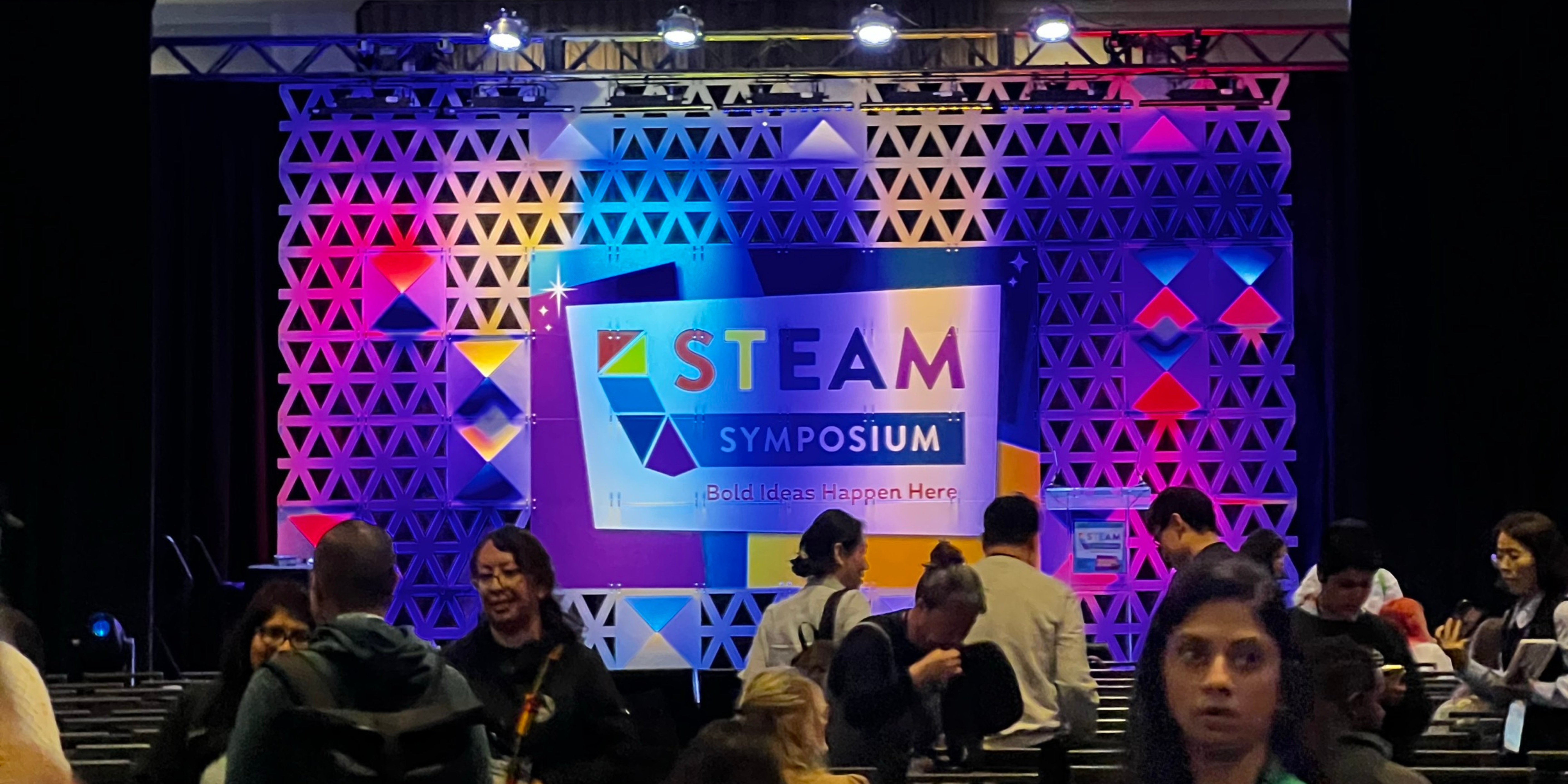 Photo of a stage of the California STEAM Symposium 