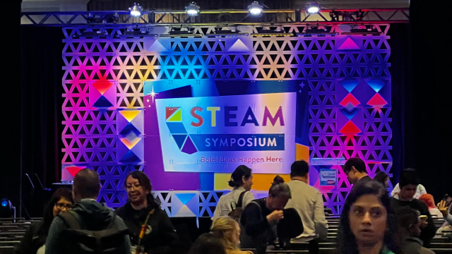 Photo of a stage of the California STEAM Symposium 