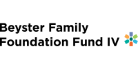 In black are the words Beyster Family Foundation Fund IV with a multi color burst shape at the end of the words on the right. sponsor logo